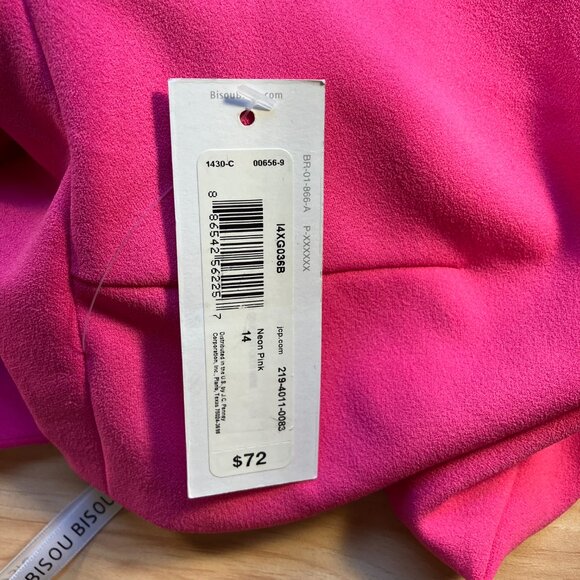 Bisou Bisou Michele Bohbot Neon Pink Dress Sz 14 NWT - Picture 2 of 7
